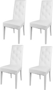 t m c s Tommychairs - 4er Set Moderne Stühle CHANTAL für Küche und Esszimmer, robuste Struktur aus lackiertem Buchenholz Farbe Weiss, gepolstert und mit weissem Kunstleder bezogen