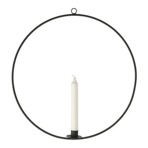 Metall Kerzenhalter Ring 40 cm - schwarz - Hänge Tafel Stab Kerzen Halter rund groß zum Aufhängen