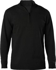 Kariban Herren Pullover Winter Warm Jacke Zip Neck Reißverschluss, Größe:4XL, Farbe:Schwarz