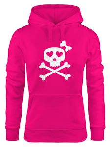 Hoodie Damen Knochen Bones Totenkopf Pirat Sweatshirt Kapuze Kapuzenpullover Moonworks® pink M