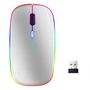 INF Kabellose Maus mit RGB-LED-Dual-Mode-Bluetooth/WLAN Silber