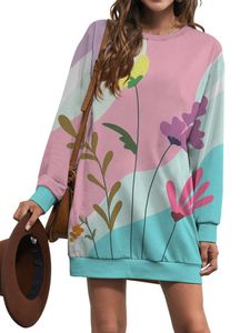 Frauen Pullover Sweatshirt Kleid Winter Langarm Kurze Kleider Leichter Crew Hals,Farbe:Style-L,Größe:L