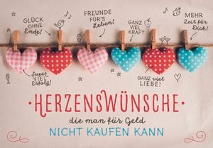 Set 3 Postkarten Herzenswünsche die man für Geld nicht kaufen kann 15 x 10,5 cm bunt