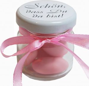 Gastgeschenke Mandeln im Glas Hochzeit Taufe Kommunion Konfirmation GG0081 rosa