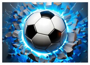 Vlies Fototapete Fußball 3D Effekt Kinderzimmer Junge Sport (416x254 cm - inkl. Kleister) Kinder Wandtapete Modern Tapete Montagefertig