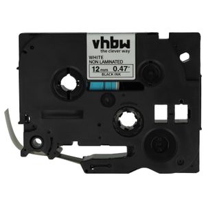 vhbw 1x Schriftband-Kassette kompatibel mit Brother GL-H105, GL-H100, GL-200, GL-100, ST-1150 Etiketten-Drucker 8m x 12mm Schwarz auf Weiß, Kunststoff