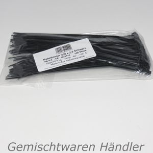 100 Kabelbinder Industriequalität Schwarz 200mm x 2,5mm Kabel Binder Set