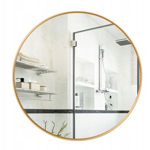 Rebiko Velké kulaté zrcadlo moderní koupelna obývací pokoj ložnice zlatá 100 cm XXL