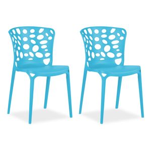 Homestyle4u 2456, Gartenstuhl blau 2er Set stapelbar wetterfest Gartenmöbel Stühle aus Kunststoff modern