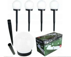 4x solárna záhradná lampa s guľou bielej farby poháňaná 10 cm