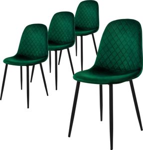 ML-Design 4er Set Esszimmerstuhl mit Rückenlehne, Dunkelgrün, aus Samt