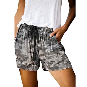 Damen Übergröße Sommer Elastische Taille Shorts Lose Strandhose Hotpants Hosen,Farbe:Tarnung,Menge:XXL
