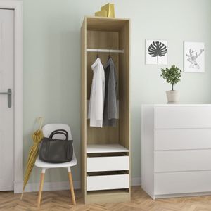 Modernem Garderobenschrank Kleiderschrank Schlafzimmerschrank Flurschrank mit Schubladen Weiß Sonoma-Eiche 50×50×200cm