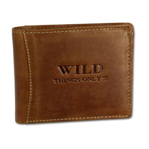 Wild Things Only oryginalny skórzany portfel unisex brązowo-koniakowy 13x2x9,5cm - w tym zawieszka wróżka D2OPJ103O