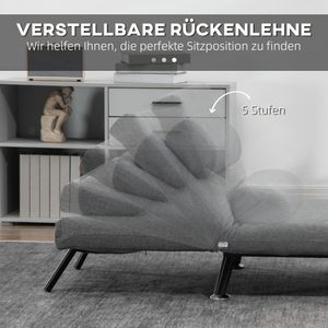 HOMCOM Schlafsessel, Klappsessel mit Bettfunktion, Schlafsofa mit Verstellbarer Rückenlehne, Gästebett, Polstersofa mit Leinenoptik, für Wohnzimmer, Dunkelgrau, 75 x 70 x 75 cm