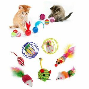 20x Katzen Spielzeug Set Katzenspielzeug Katzenangel Bällen Mäusen Cat Toy DE