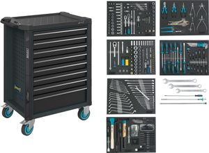 Werkstattwagen Assistent ∙ mit Sortiment 179NT-8-RAL7016/2 ∙ Schubladen, flach: 7 x 81 x 522 x 398 mm ∙ Schubladen, hoch: 1 x 166 x 522 x 398 mm ∙ Anzahl Werkzeuge: 264