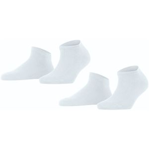 FALKE Damen Socken, 2er Pack - Happy, Sneakersocken, einfarbig Weiß 35-38