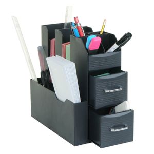 Organizér na stôl HWC-L97, kancelársky úložný box s 2 zásuvkami a 7 priehradkami, 29x14x33cm