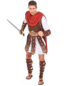 Gladiatoren-Kostüm Römischer Krieger braun-weiss-rot