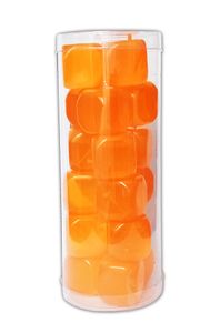 18x EISWÜRFEL Kunststoff wiederverwendbar Kühlsteine Eis Cube Würfel Whiskysteine Whisky Steine Stones Wein Sekt Kühler 67 (Orange)