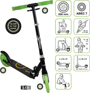 muuwmi Lights Aluminium Scooter GLOW 200 mm, mit Leuchtrollen und Glow-Effekt
