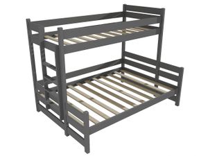 Patrová postel s rozšířeným spodním lůžkem PPS 003 (Rozměr: 90/140 x 200 cm, Umístění žebříku: vlevo, Barva dřeva: barva šedá)
