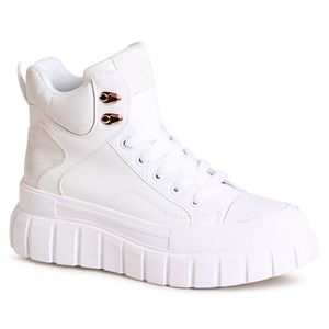 topschuhe24 2536 Damen Plateau Sneaker High Top Turnschuhe, Farbe:Weiß, Größe:37 EU