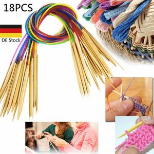 Melario 18 Stücke Stricknadel Rundstricknadel Set Bambus 2mm-10mm Stricknadeln 80cm lang