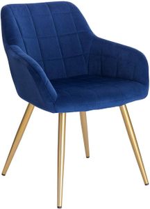 Jedálenská stolička WOLTU zo zamatu, zlaté kovové nohy, modrá