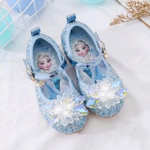 Cute Mädchen Schuhe Elsa Prinzessin Tanzschuhe Sandalen Frezeit Rutschfeste Kristallschuhe Sandalen für Mädchen Blau Größe 28