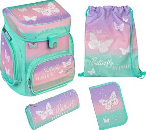 SCOOLI EasyFit Schmetterling Schulranzen Set, 5tlg.