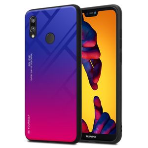 Cadorabo Pouzdro kompatibilní s Huawei P20 LITE v barvě LILA - RED - Dvoubarevné pouzdro na mobilní telefon ze silikonu TPU a tvrzeného skla - silikonový ochranný kryt Ultra Slim Back Cover Case Bumper