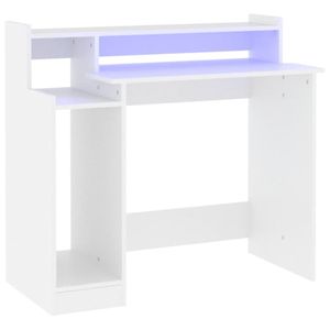 vidaXL Biurko z oświetleniem LED białe 97x45x90 cm Materiał drewnopochodny