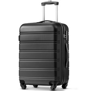 Flieks Reisekoffer mit Universalrad, Trolley Hartschalenkoffer Handgepäck Koffer mit Schwenkrollen, L, 45x28x69cm, Schwarz