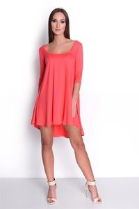 Damen Tunika Minikleid Kleid Dress Longshirt; Koralle/M/L 38/40