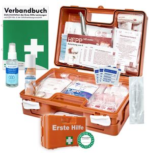 Erste-Hilfe-Koffer M1 INKL. Sprühpflaster & Hygiene-Spray nach DIN/EN 13157 für Betriebe inkl. Verbandbuch