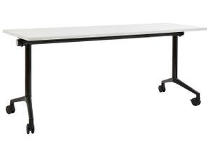 BELIANI Schreibtisch Weiß u. Schwarz 180 x 60 cm Klappbar Faltbar mit Rollen Mobil Bürotisch für Homeoffice Büro Modernes Design