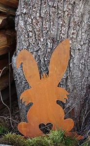 Rostikal Osterdeko für draußen 40 cm Osterhase Figur Rost Deko Frühling