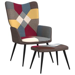 vidaXL Relaxační křeslo se stoličkou Patchwork Fabric