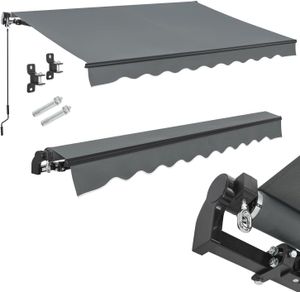 Juskys Markise 250 x 200 cm - Beschattung Terrasse & Balkon - Gelenkarmmarkise mit Kurbel & Halterung - Sonnenschutz Balkonmarkise Gelenkmarkise Grau