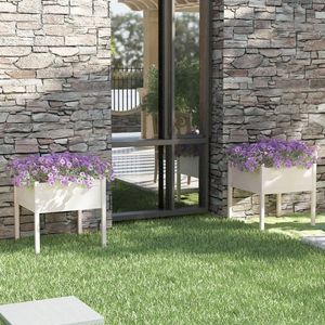 Prolenta Premium  Pflanzkübel 2 Stk. Weiß 70x70x70 cm Massivholz Kiefer