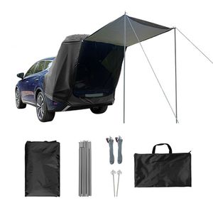 Outdoor Auto-Heckzelt, Camping-Auto-Heckzelt mit Vordach, Dachverlängerungszelt, schwarz – mit Stange (2,25 kg)
