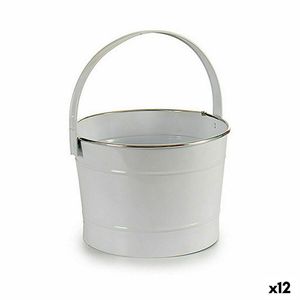 Blumentopf Würfel Weiß Silberfarben Zink 25 x 29,5 x 27 cm (12 Stück)