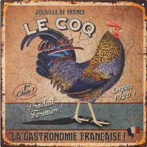 Moritz plechová tabuľka 30 x 30 cm Le Coq La Gastronomie Francaise! Dekoratívna kovová ceduľa retro vintage retro výroky vtipné