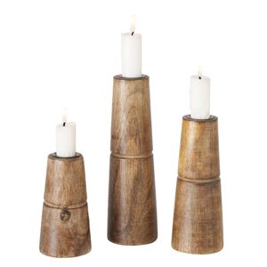 Boltze Kerzenständer Hotou 3-teiliges Set Kerzenhalter Holz stilvolles Design