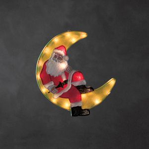 KONSTSMIDE 2860-010, LED Fensterbild, "Weihnachtsmann im Mond", 20 warm weiße Dioden, 230V, Innen, weißes Kabel