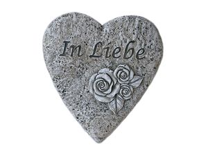 Bambelaa! Grabschmuck Grabdeko Herz Inschrift „In Liebe“ Steinharz Friedhof