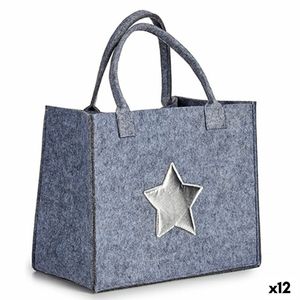 Weihnachtliche Tasche Stern Grau Silberfarben 20 x 42 x 35 cm (12 Stück)