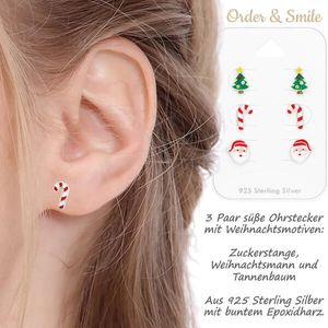 Ohrringe „Weihnachten“: 3 Paar Ohrstecker-Set Silber 925